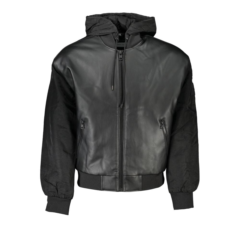 Calvin Klein – Elegante schwarze Kapuzenjacke mit kontrastierenden Details