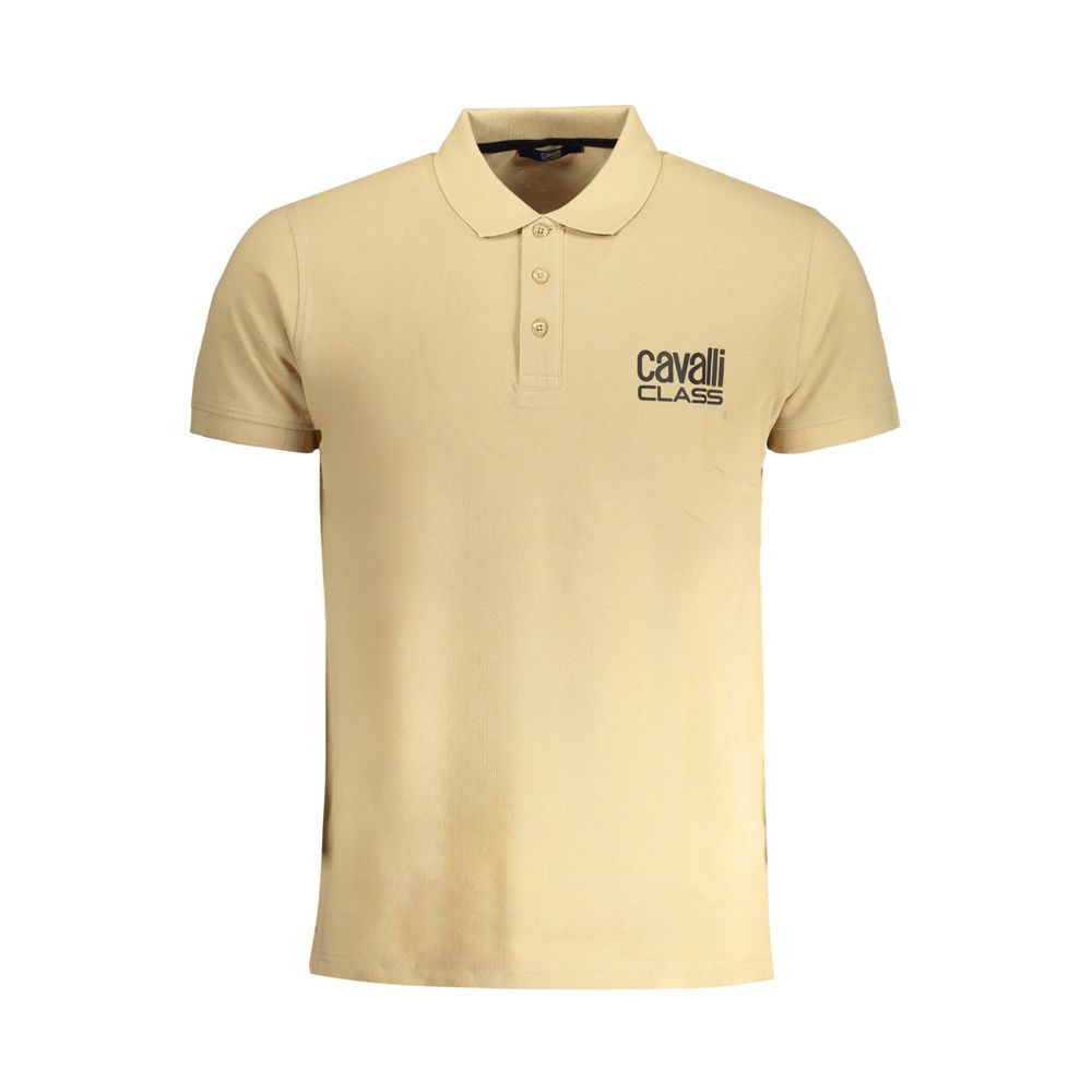Tricou polo Cavalli Class bej din bumbac