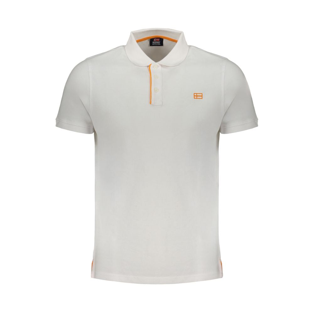 Tricou polo alb din bumbac Norway 1963