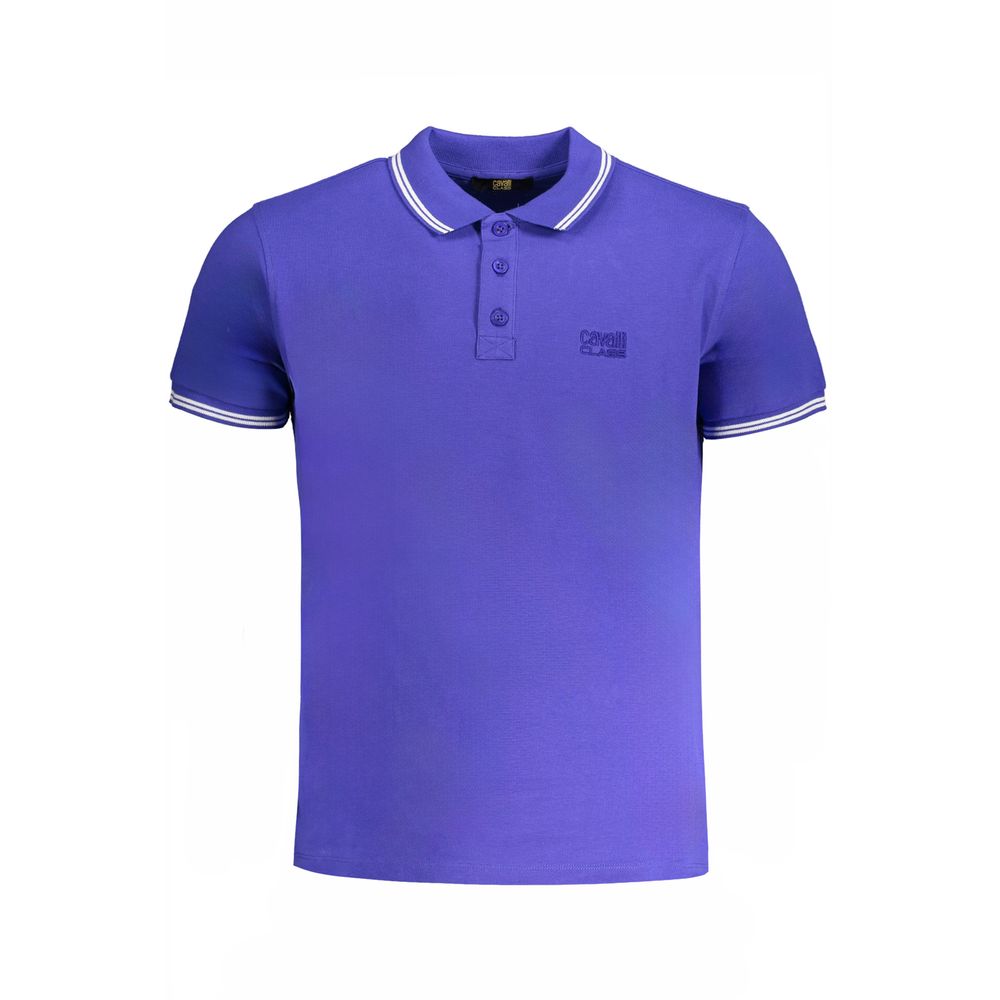 Tricou polo Cavalli Class albastru din bumbac