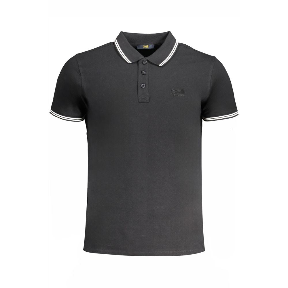 Tricou polo Cavalli Class negru din bumbac