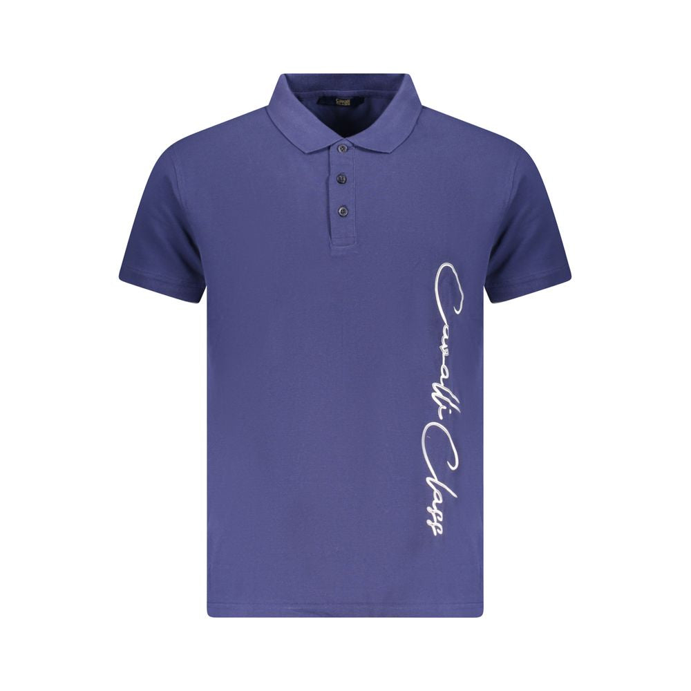 Cavalli Class Herren Poloshirt aus blauer Baumwolle