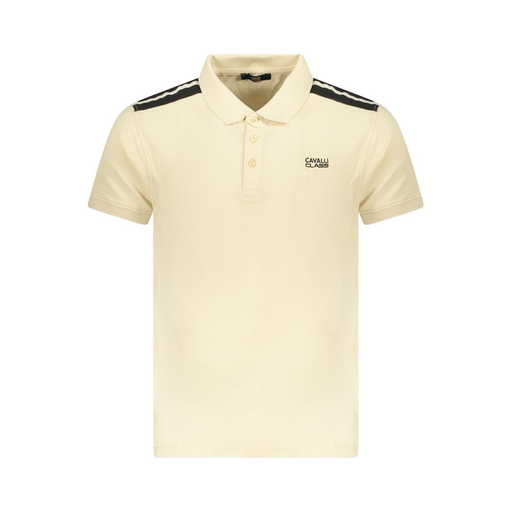 Tricou polo pentru bărbați Cavalli Class bej din bumbac