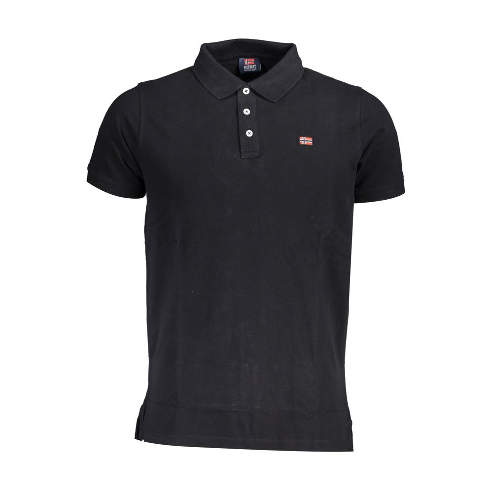 Tricou polo negru din bumbac pentru bărbați, Norway 1963
