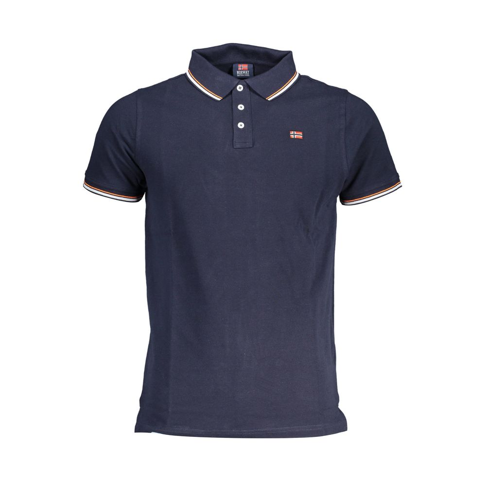 Norwegen 1963 Blaues Poloshirt aus Baumwolle für Herren