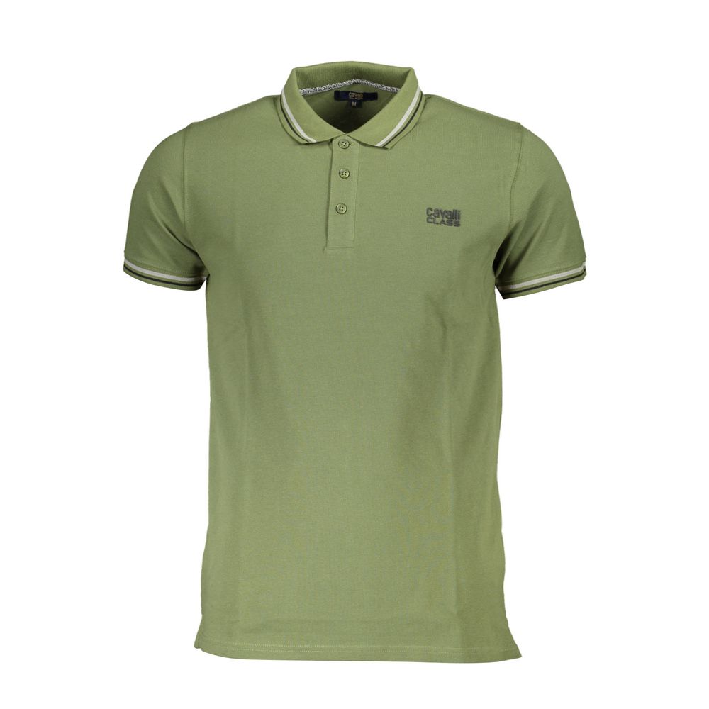 Tricou polo pentru bărbați Cavalli Class, verde, din bumbac