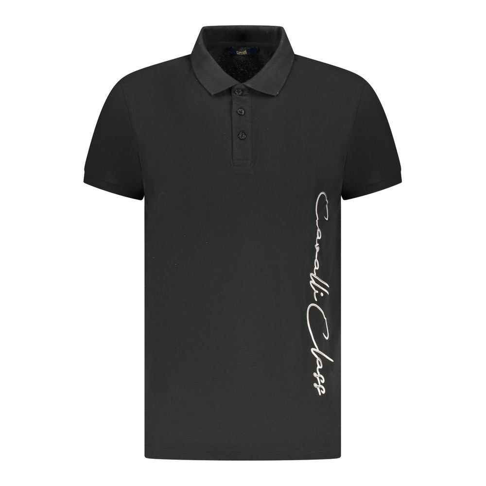 Cavalli Class Schwarzes Poloshirt aus Baumwolle für Herren