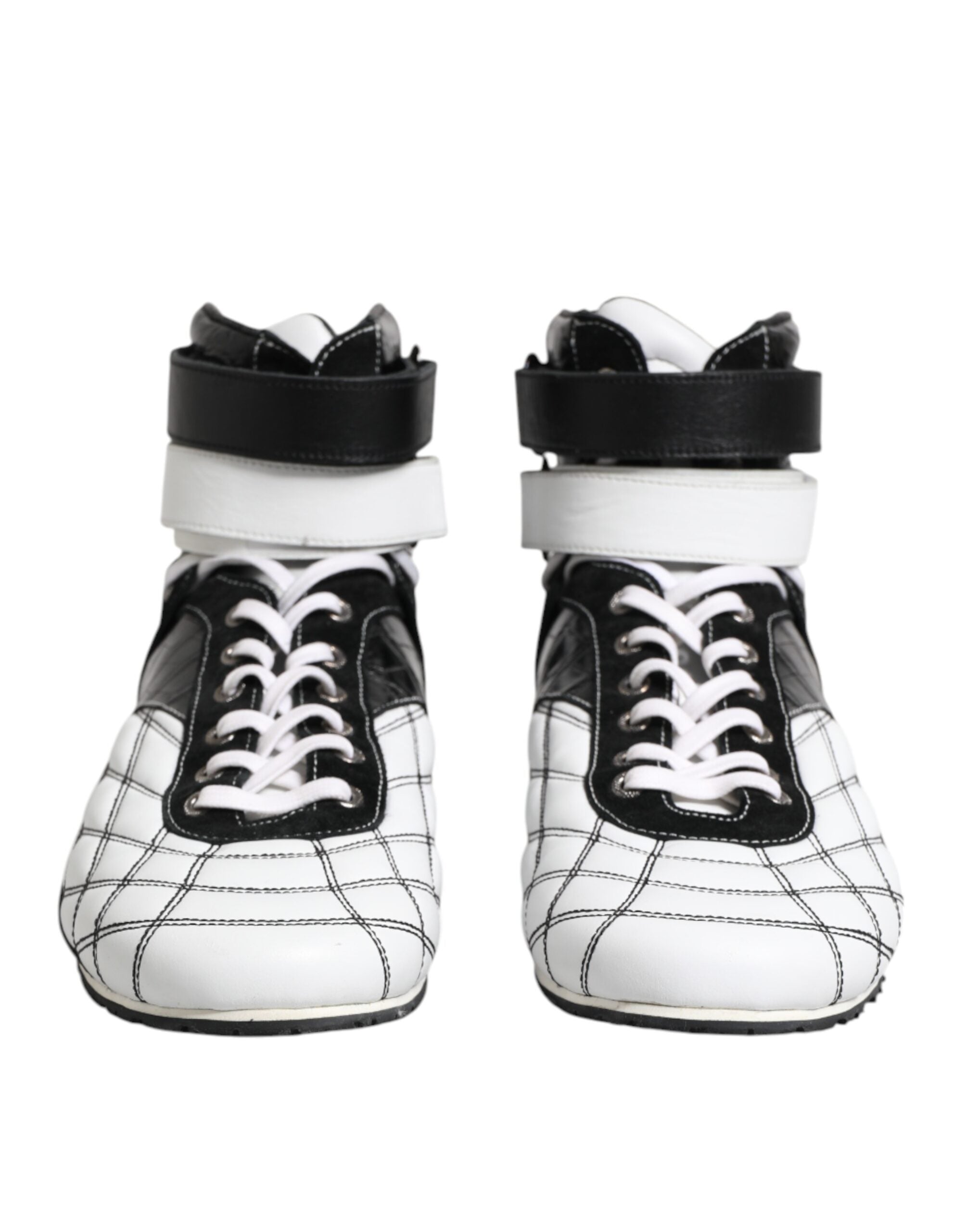 Dolce &amp; Gabbana Schwarze weiße Leder High Top Sneakers Schuhe