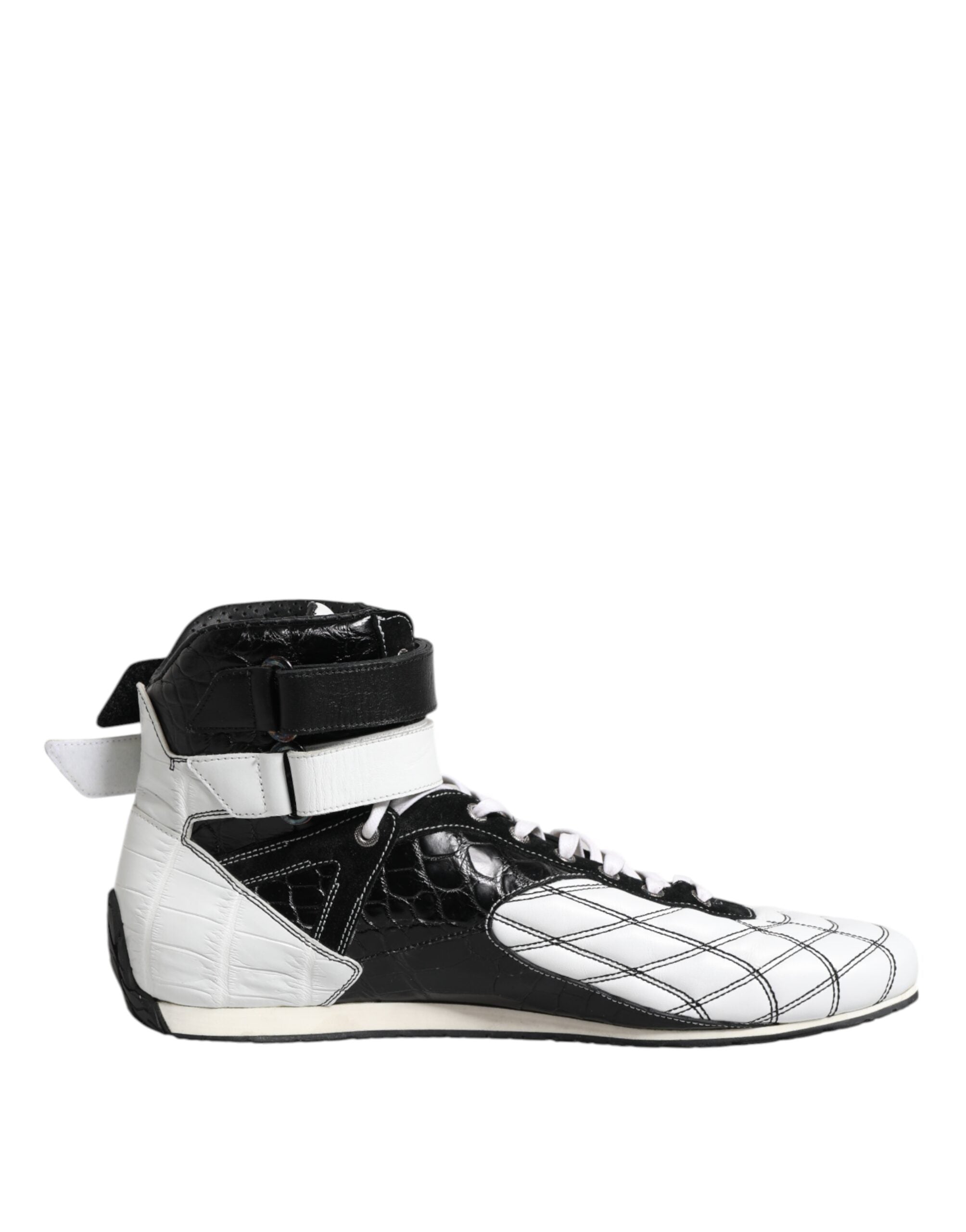 Dolce &amp; Gabbana Schwarze weiße Leder High Top Sneakers Schuhe