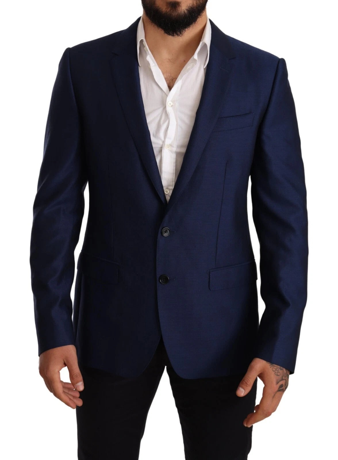 Dolce &amp; Gabbana – MARTINI – Slim Fit-Mantelblazer aus Wolle, blau