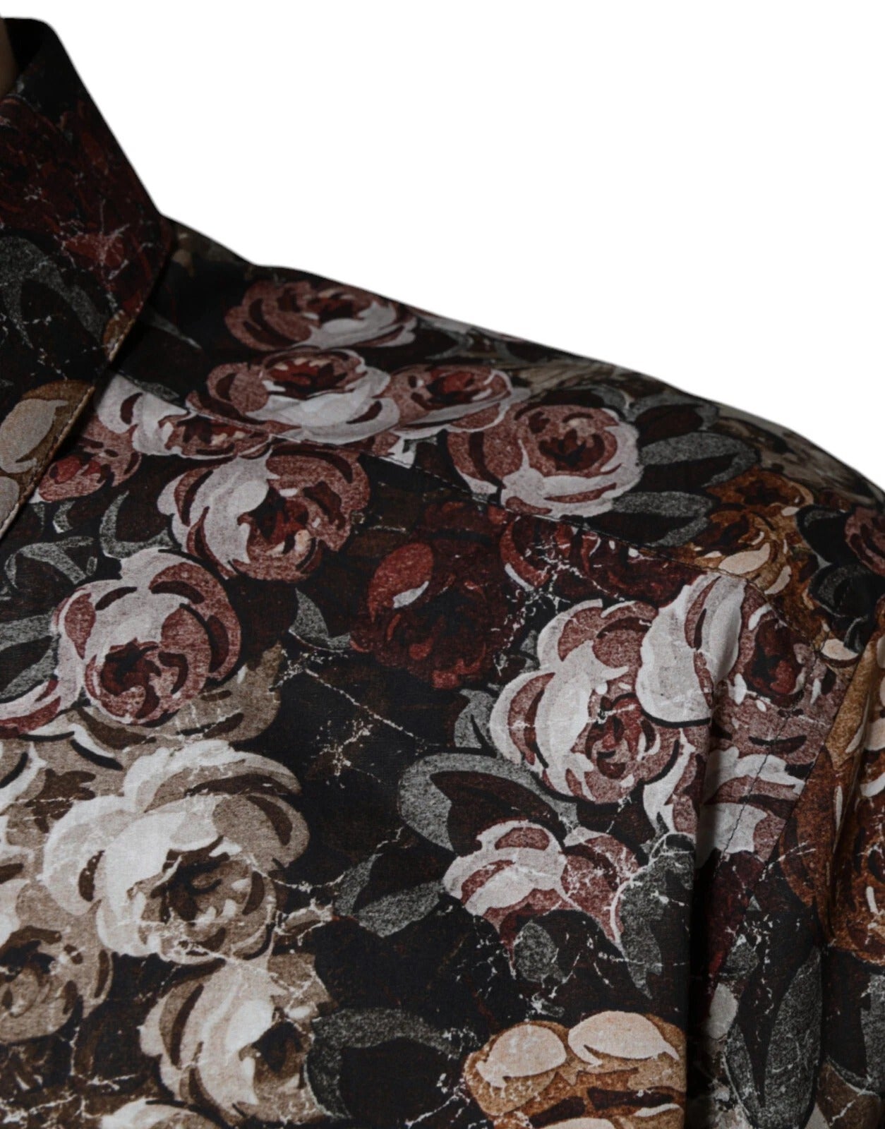 Dolce &amp; Gabbana Herrenhemd aus Baumwolle mit mehrfarbigem Blumenmuster in Gold