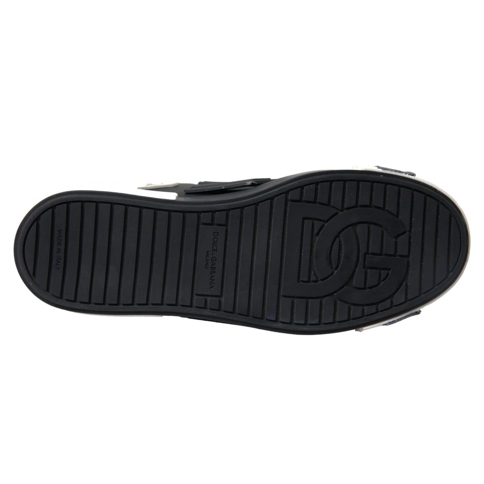 Dolce &amp; Gabbana Schwarze niedrige Sneakers aus Leder „Portofino“