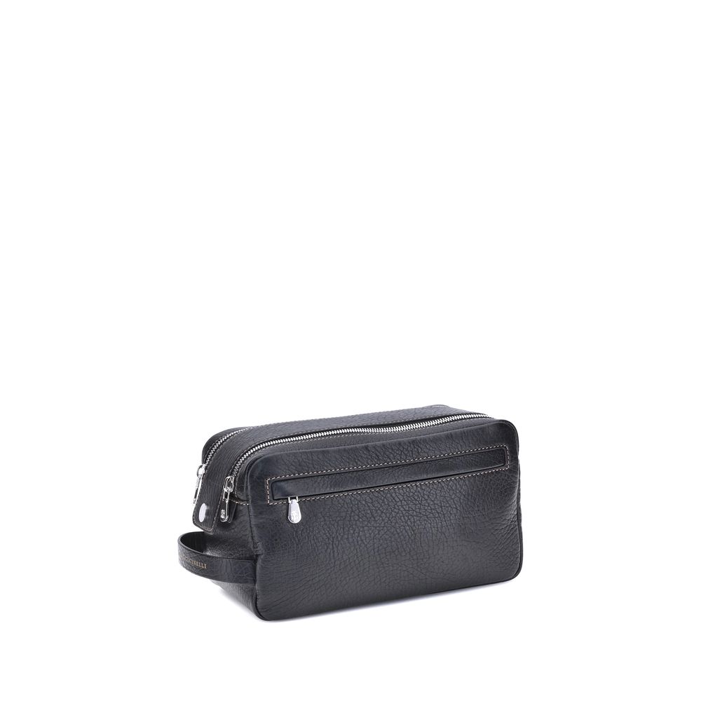 Brunello Cucinelli Kosmetiktasche aus genarbtem Leder