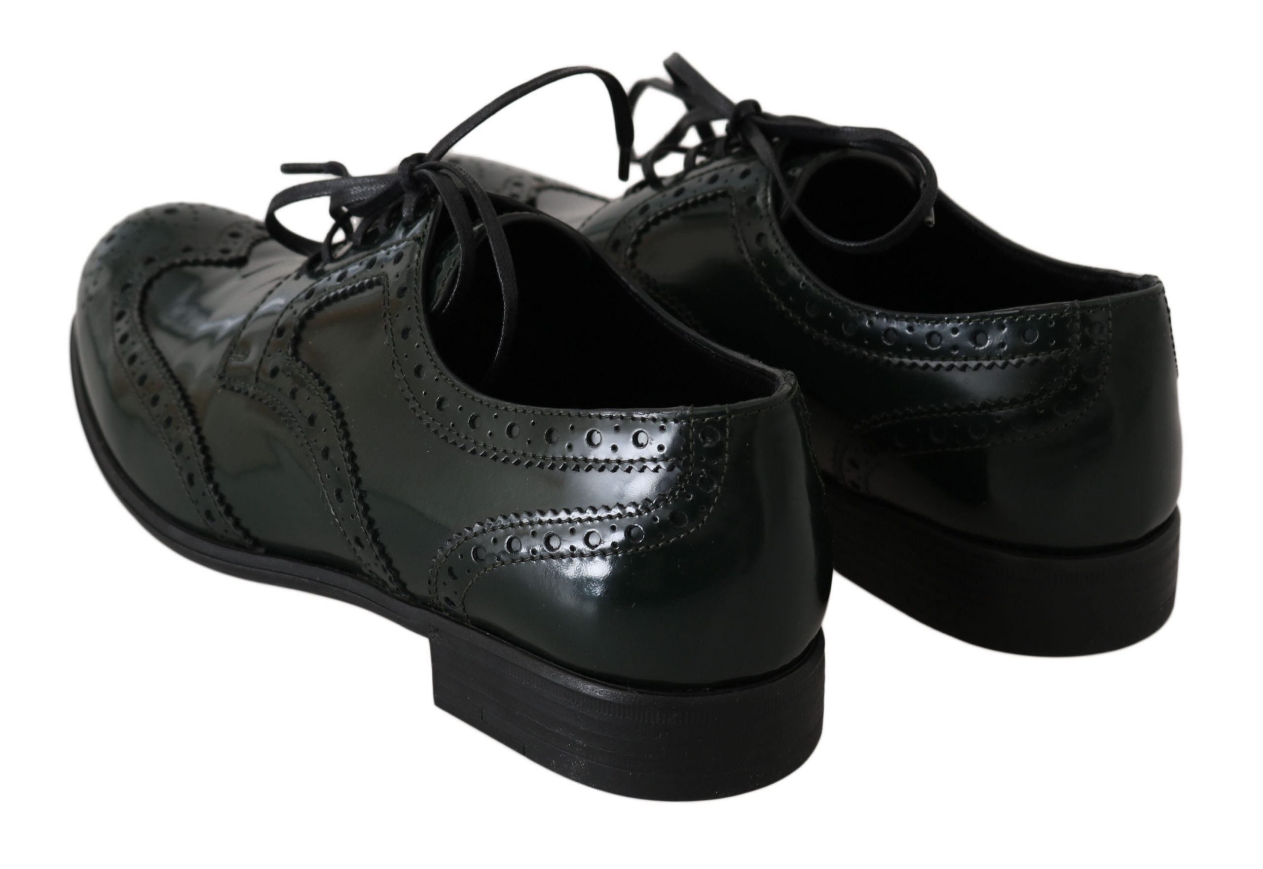 Dolce &amp; Gabbana – Elegante grüne Brogues, Oxford-Schuhe mit Flügelkappe