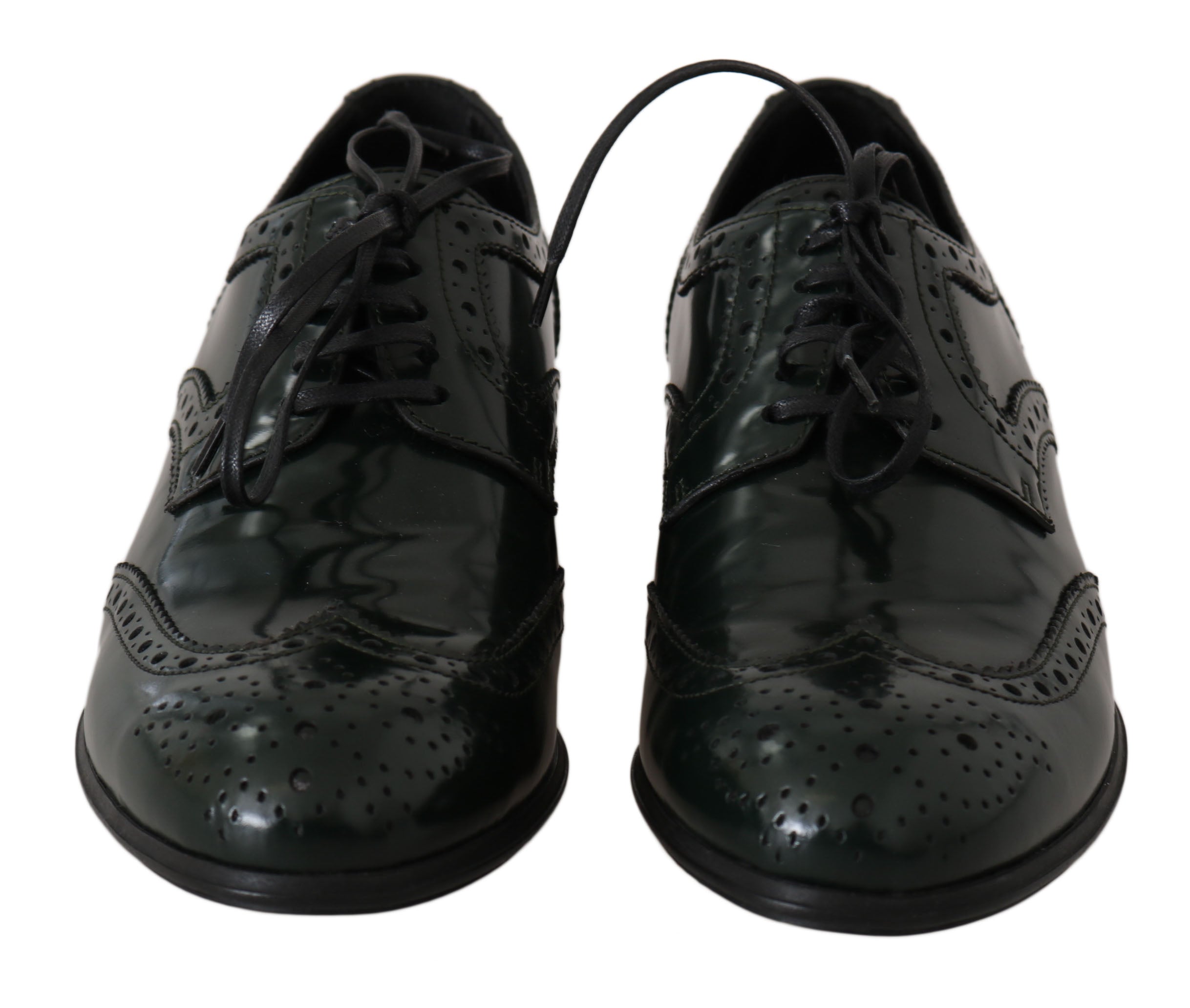 Dolce &amp; Gabbana – Elegante grüne Brogues, Oxford-Schuhe mit Flügelkappe