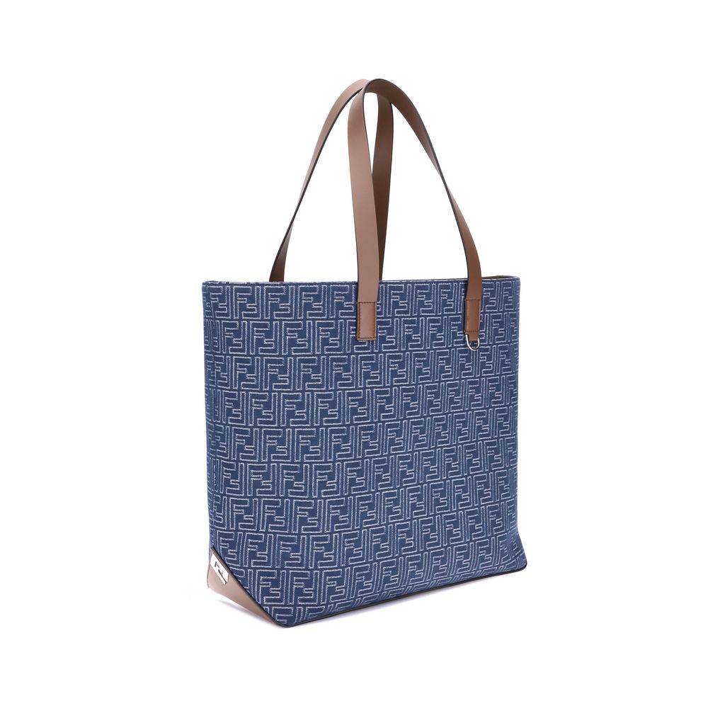 Geantă tote din denim brodat Fendi