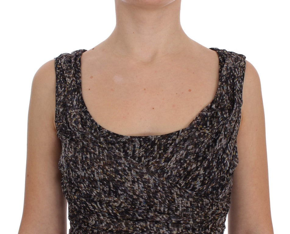 Rochie lungă Dolce &amp; Gabbana Glamorous din mătase cu paiete