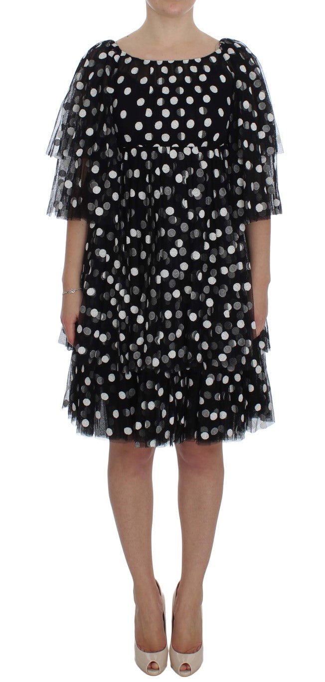 Dolce &amp; Gabbana Elegantes gepunktetes Rüschenkleid