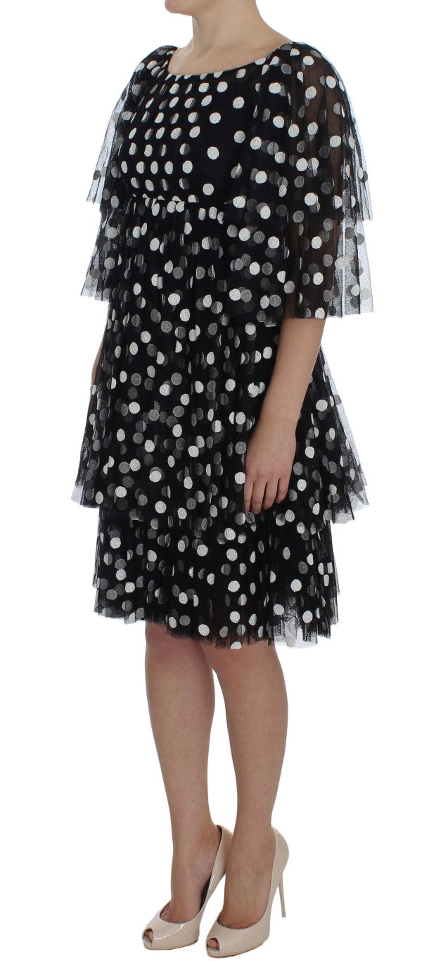 Dolce &amp; Gabbana Elegantes gepunktetes Rüschenkleid