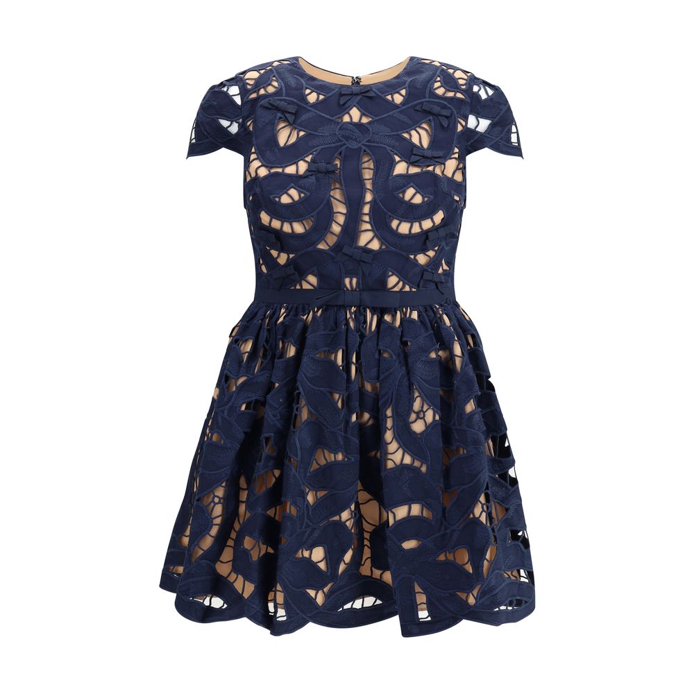 Kurzes Kleid mit Selbstporträt-Stickerei