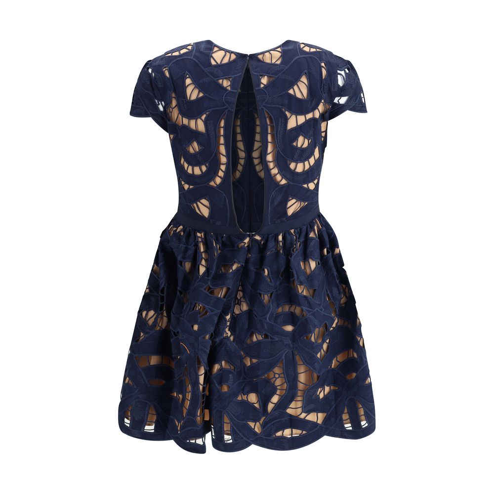 Kurzes Kleid mit Selbstporträt-Stickerei