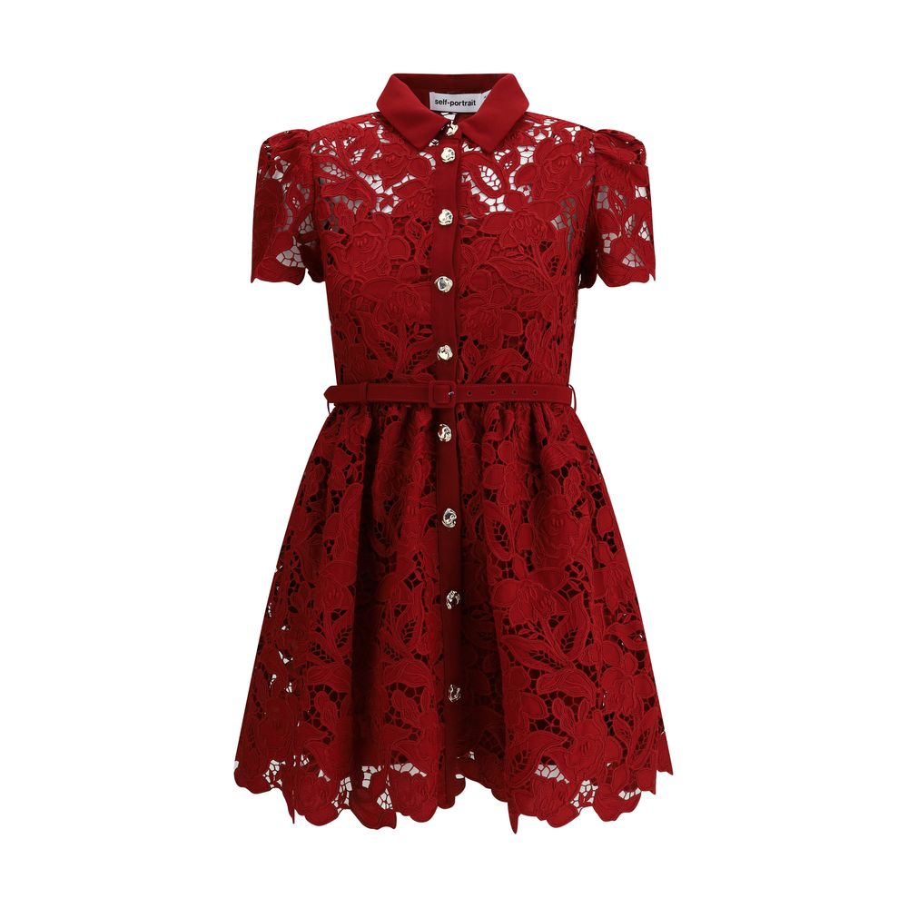 Kurzes Kleid mit Selbstporträt-Stickerei