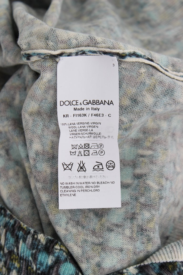 Dolce &amp; Gabbana Elegantes blaues Wollwesten-Pullover-Oberteil