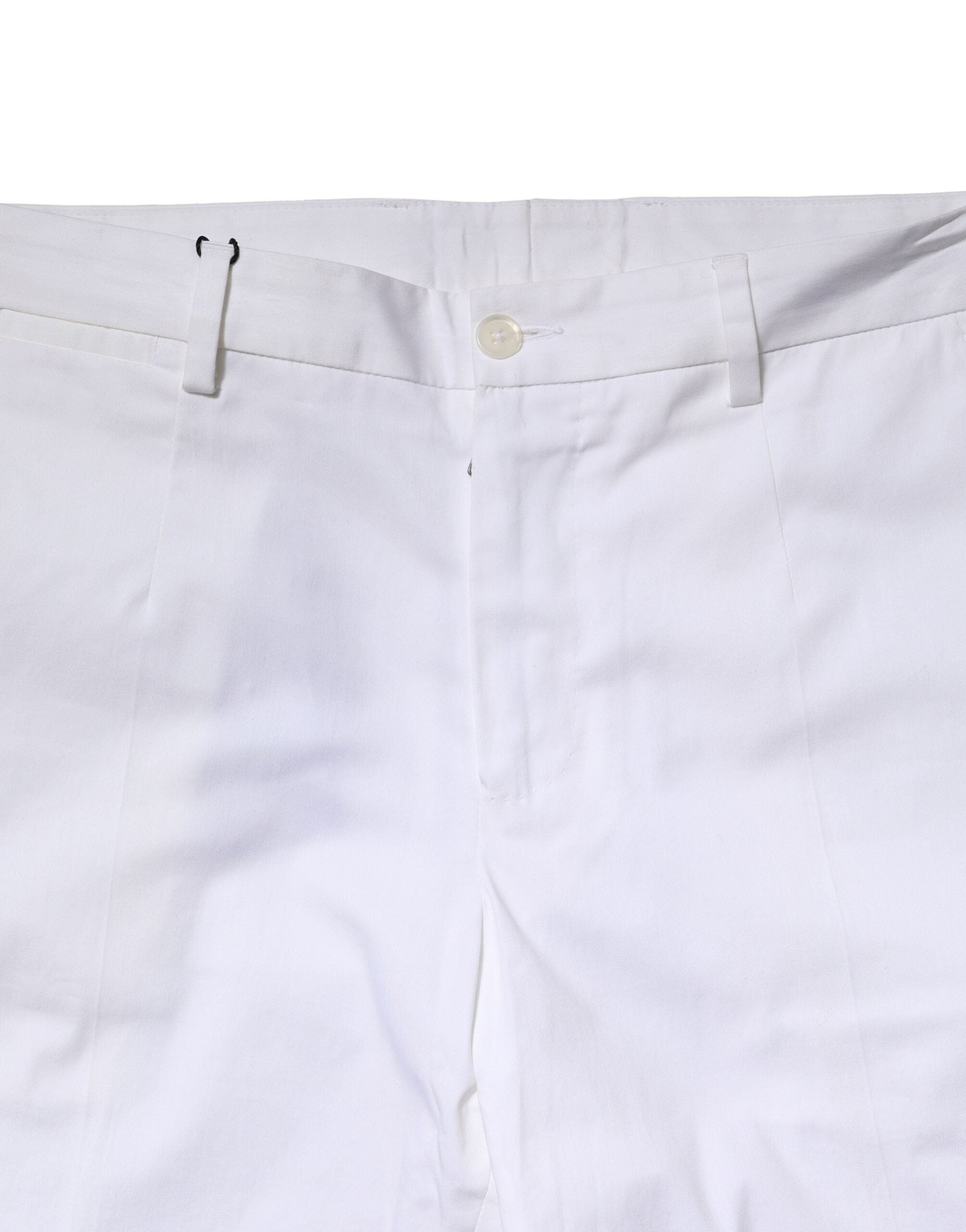 Dolce & Gabbana White Cotton Straight Logo Men Pants