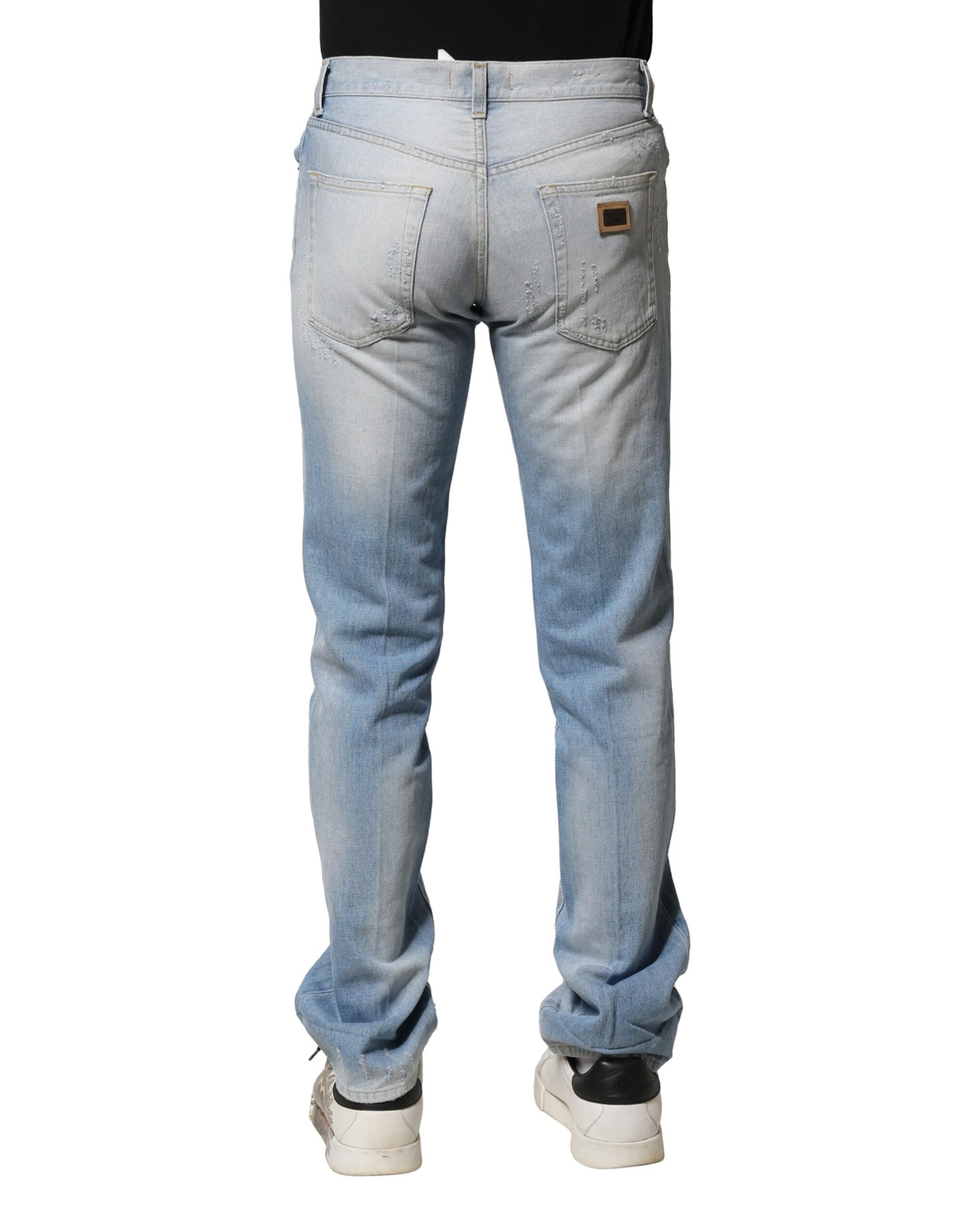 Dolce & Gabbana Light Blue Washed Straight Fit Denim Jeans