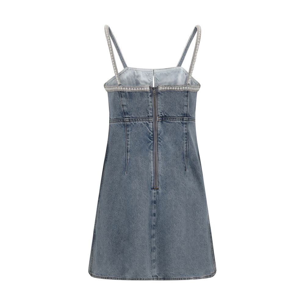 Self-Portrait Denim-Minikleid mit Perlen
