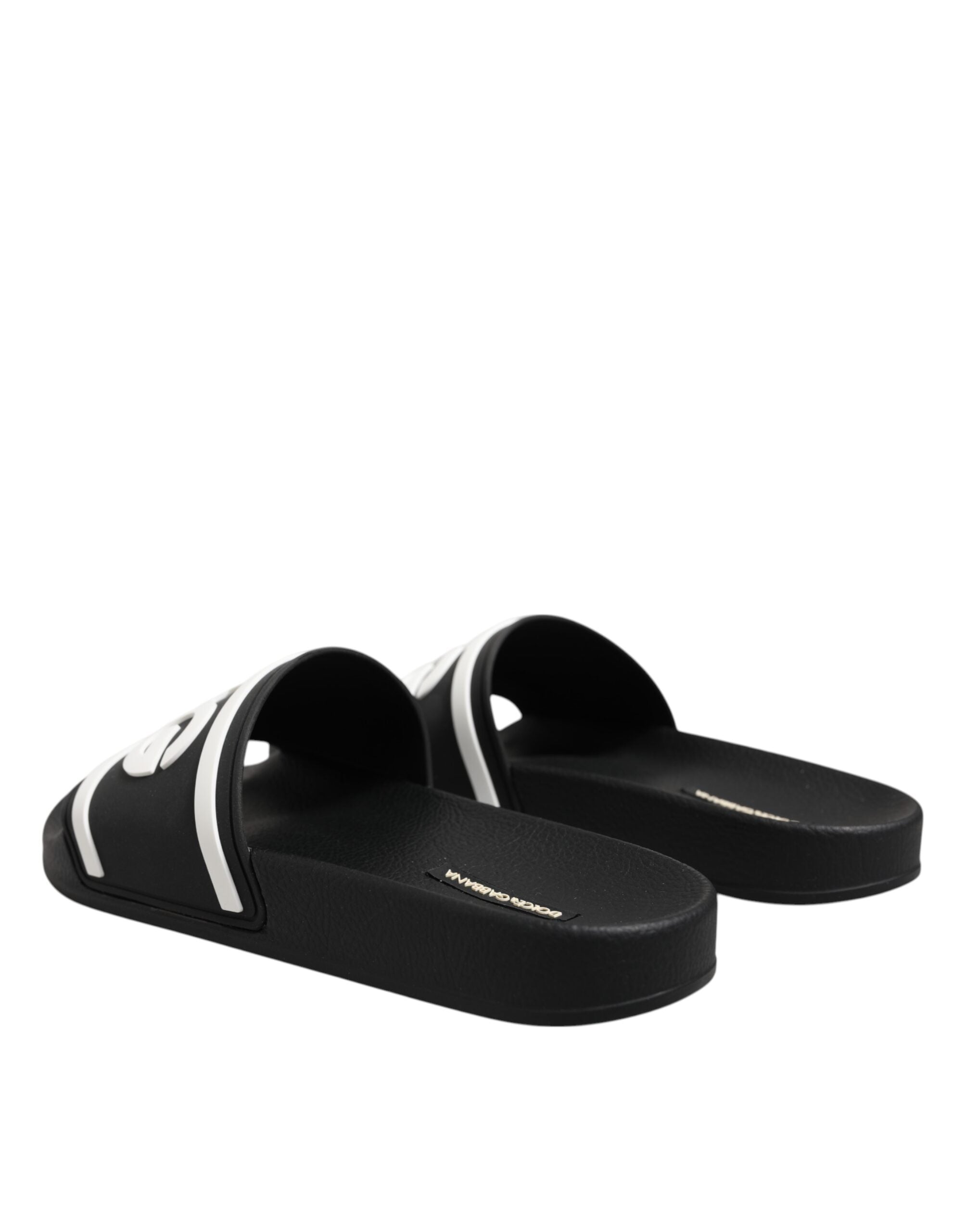 Dolce & Gabbana Black White Sandals Rubber Men Beachwear Shoes