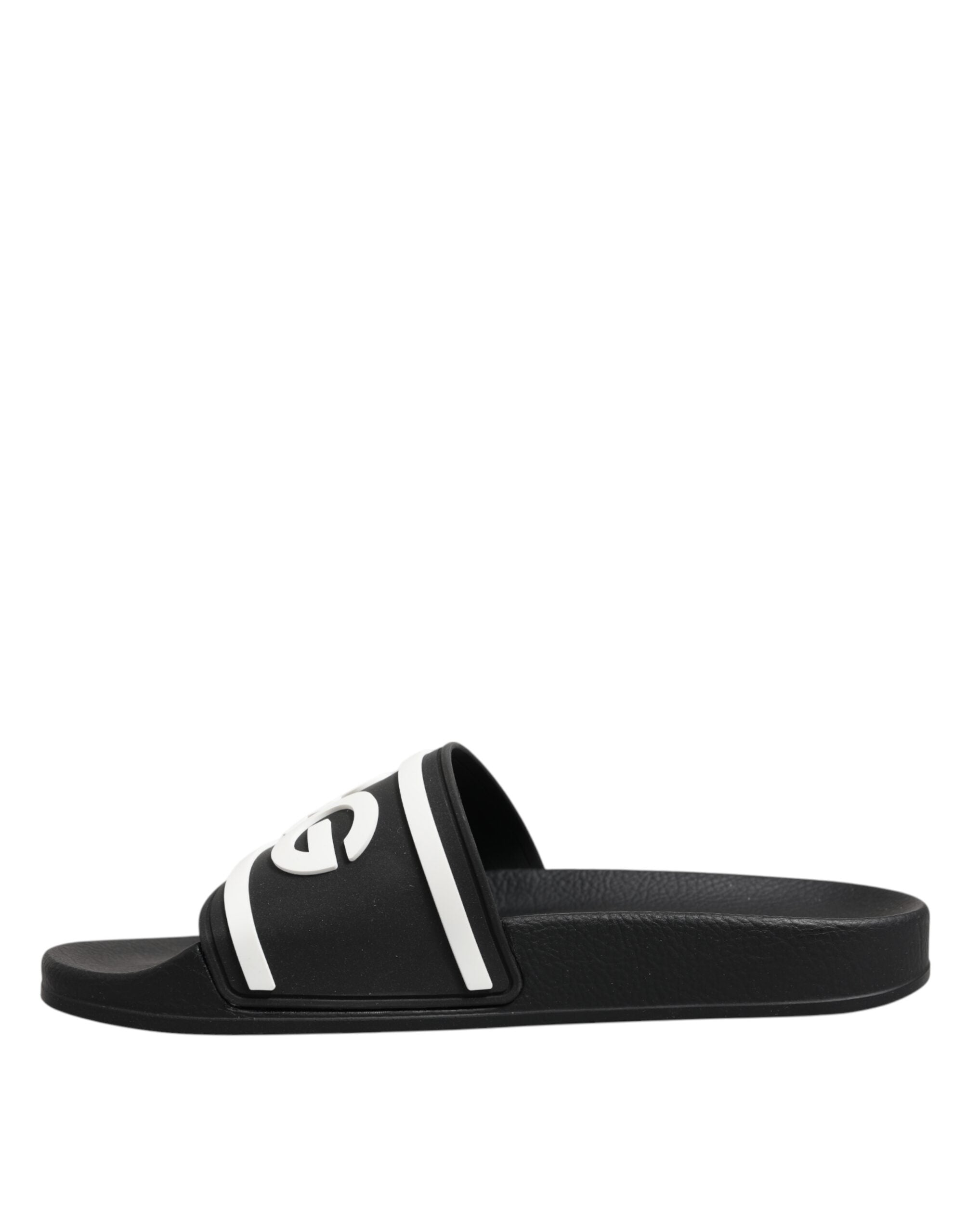 Dolce & Gabbana Black White Sandals Rubber Men Beachwear Shoes