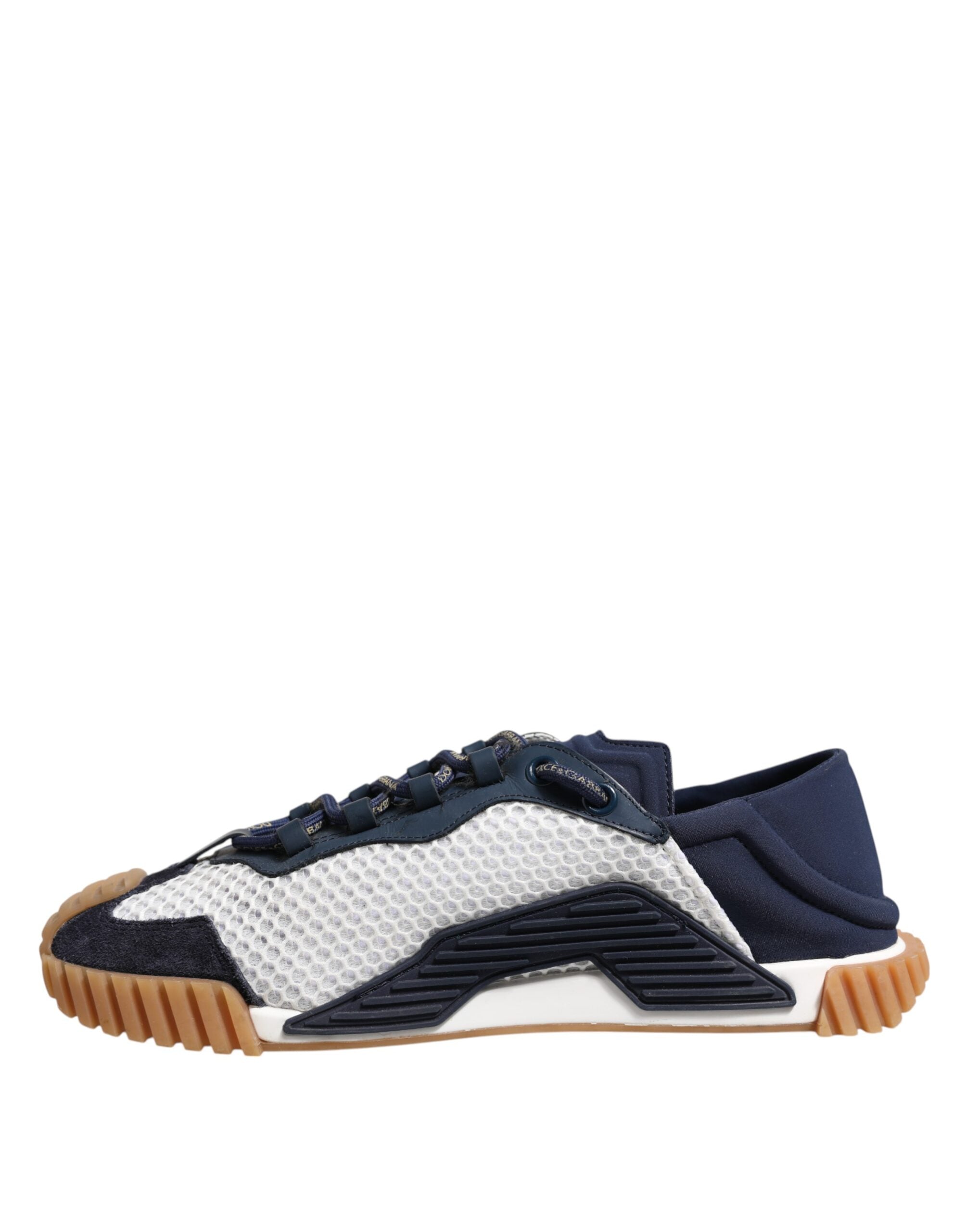 Dolce & Gabbana White Blue Lace Up Low Top NS1 Sneakers Shoes