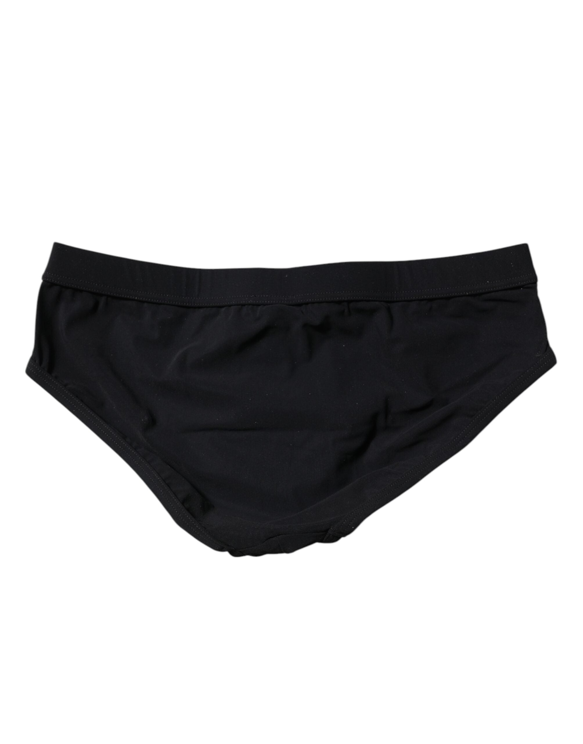 Dolce & Gabbana Black Logo Plaque Men Beachwear Brief Swimwear