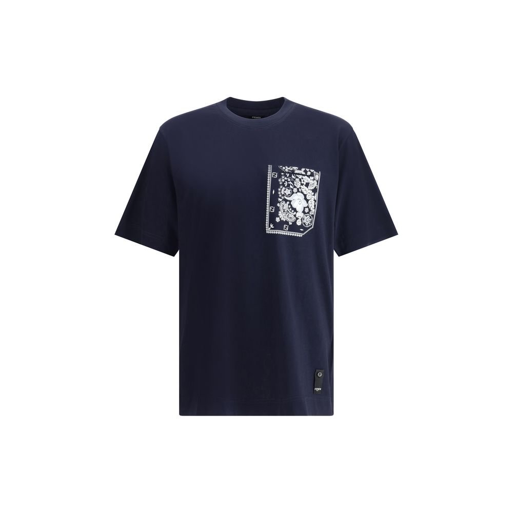 Tricou Fendi cu buzunar cu imprimeu bandană