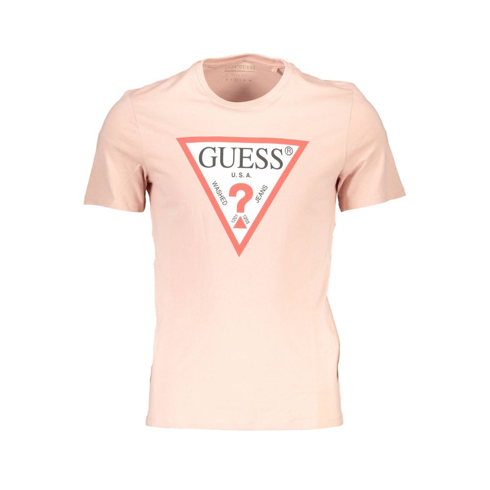 Tricou Guess Jeans roz din bumbac