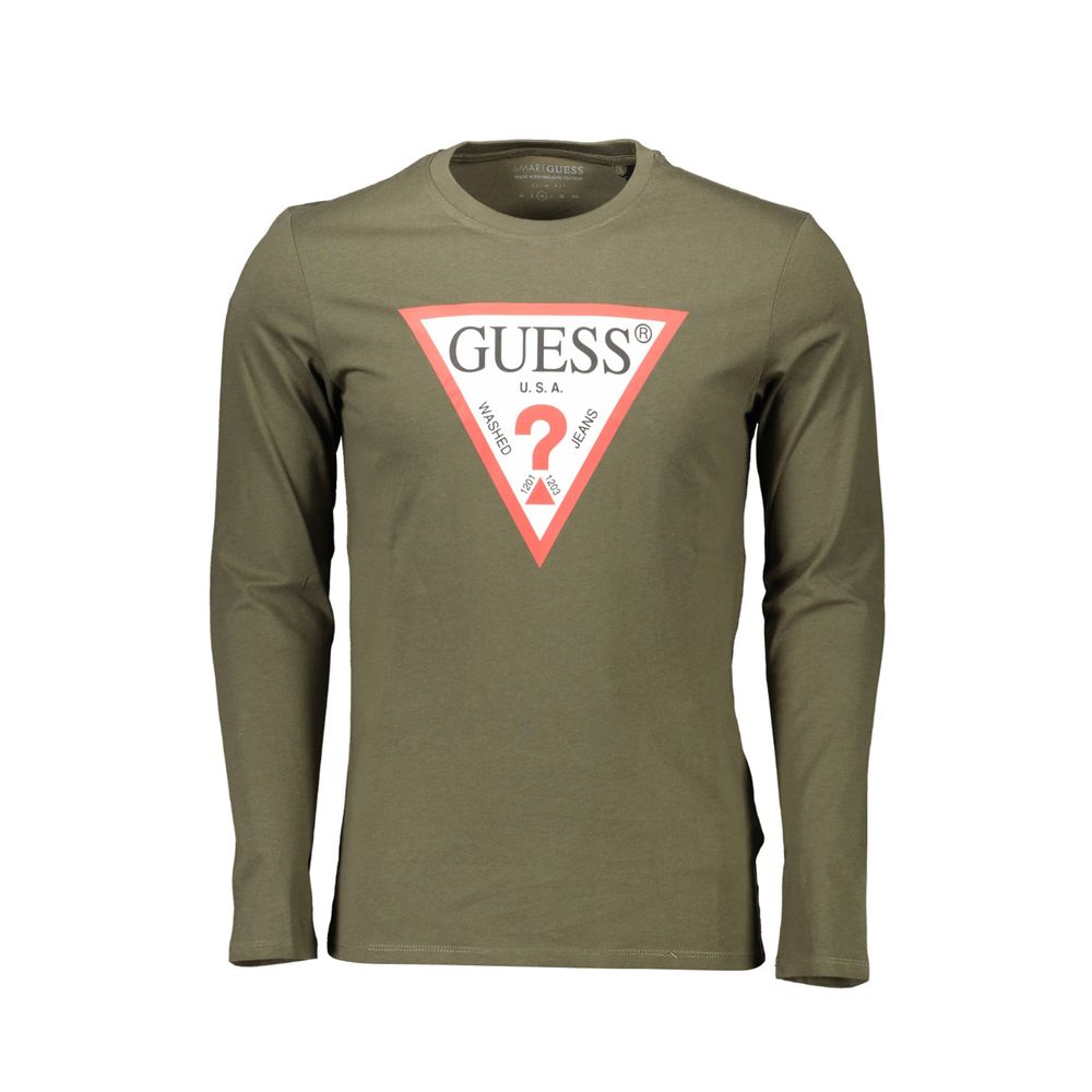 Tricou Guess Jeans verde din bumbac