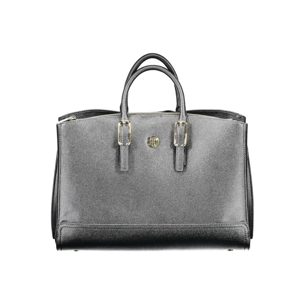 Geantă de mână Tommy Hilfiger neagră din polietilenă