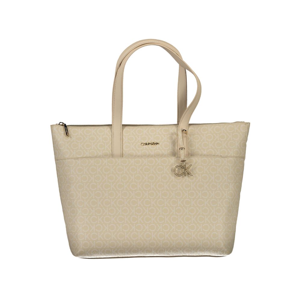 Calvin Klein – Beige Handtasche aus Polyethylen