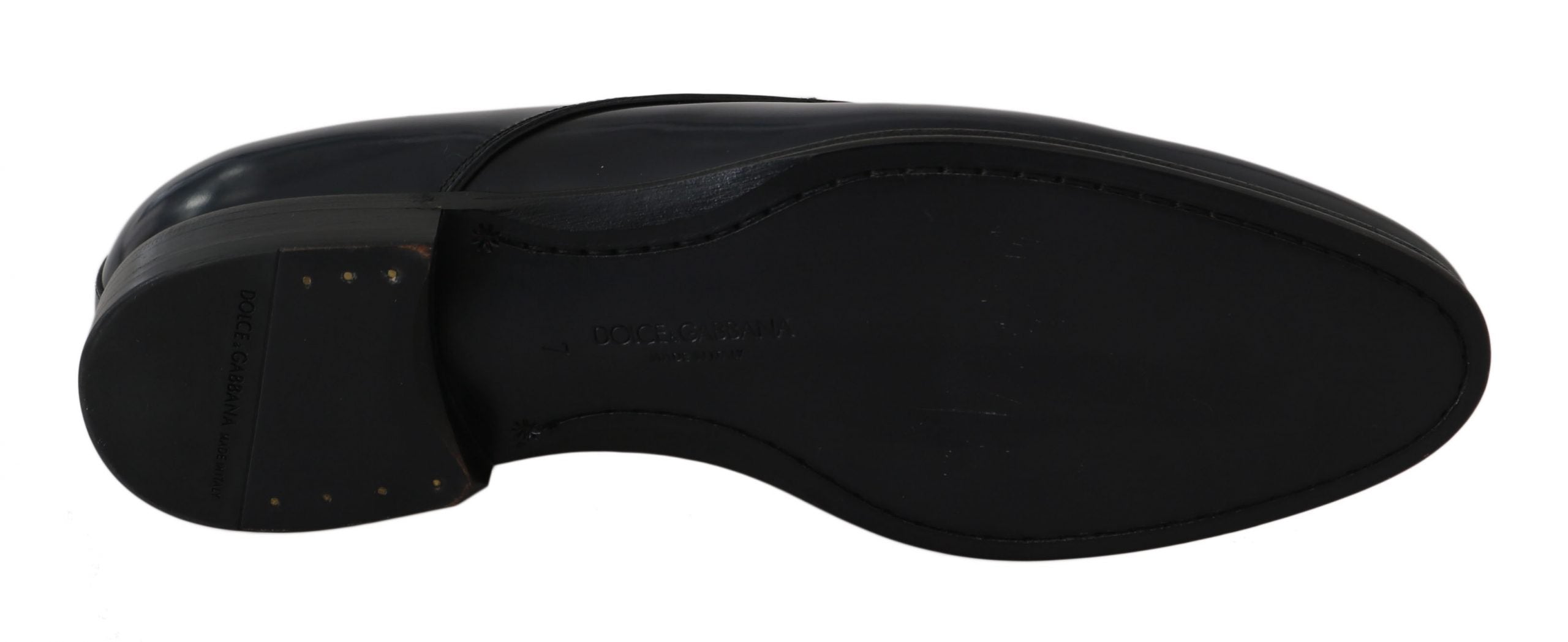 Dolce &amp; Gabbana Elegante dunkelblaue Derby-Abendschuhe aus Leder