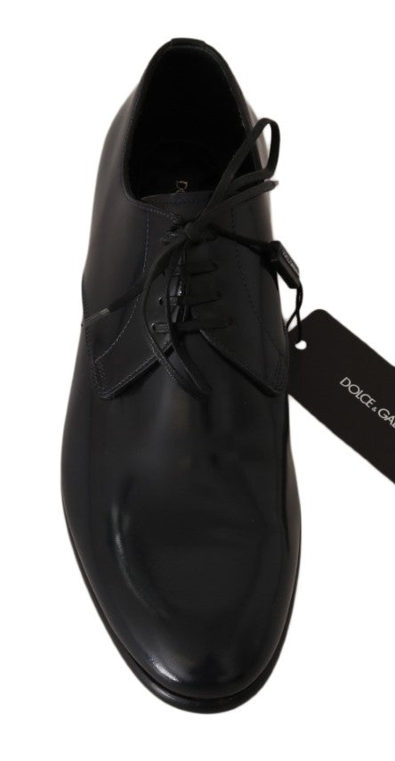 Dolce &amp; Gabbana Elegante dunkelblaue Derby-Schuhe aus Leder