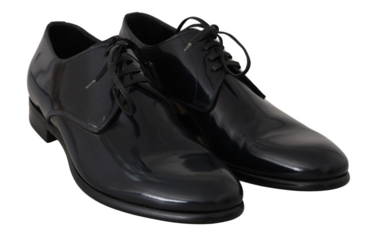 Dolce &amp; Gabbana Elegante dunkelblaue Derby-Schuhe aus Leder
