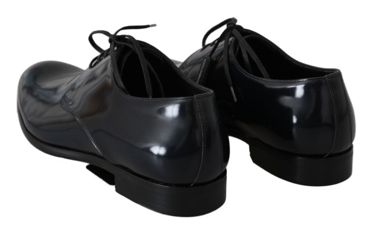 Dolce &amp; Gabbana Elegante dunkelblaue Derby-Schuhe aus Leder