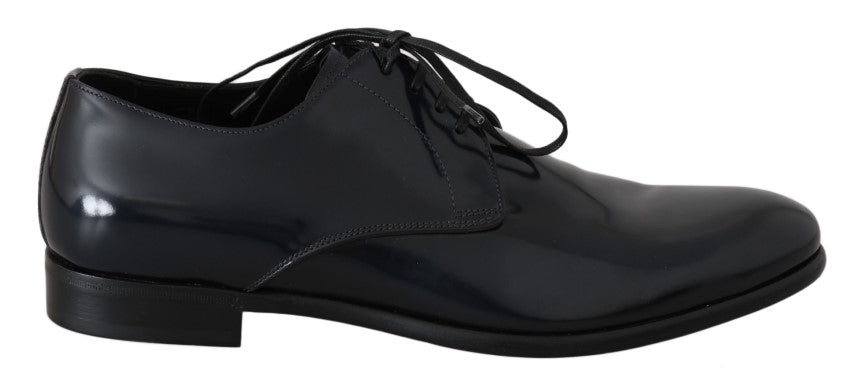 Dolce &amp; Gabbana Elegante dunkelblaue Derby-Schuhe aus Leder