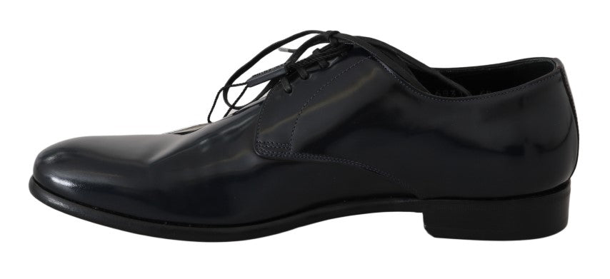 Dolce &amp; Gabbana Elegante dunkelblaue Derby-Schuhe aus Leder