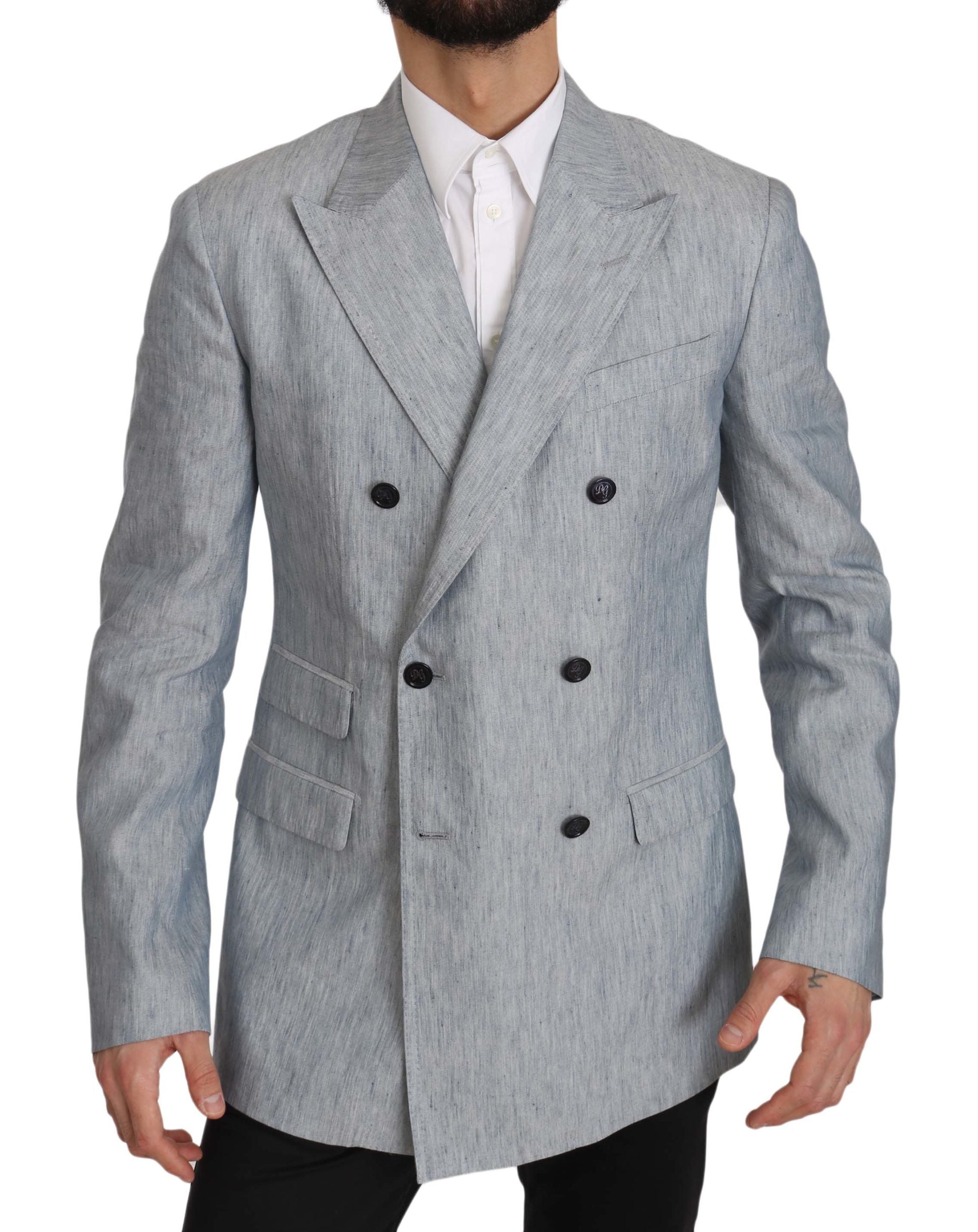 Dolce &amp; Gabbana Eleganter hellblauer Zweireiher-Blazer