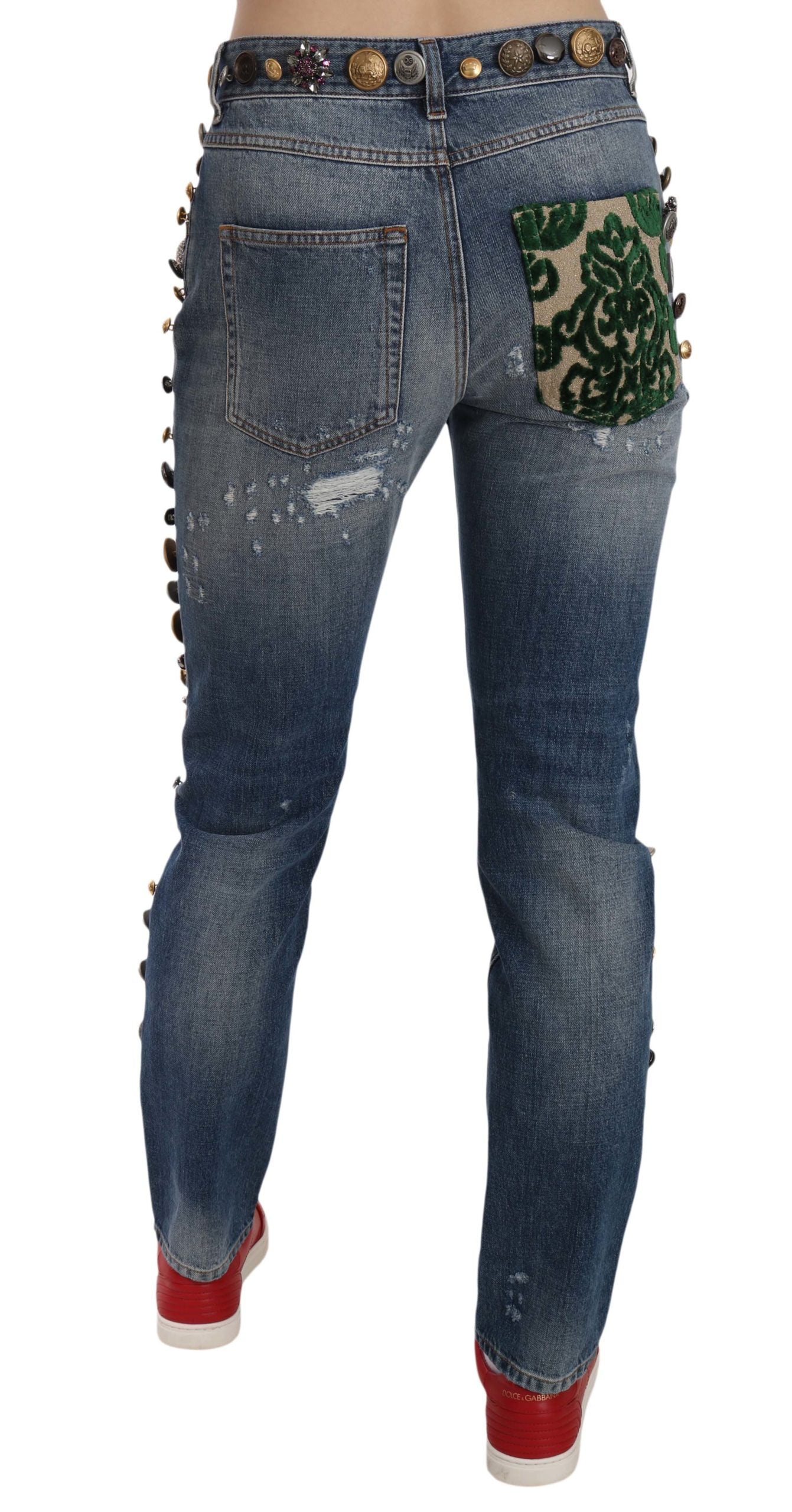 Blugi denim de lux cu cristale Dolce &amp; Gabbana