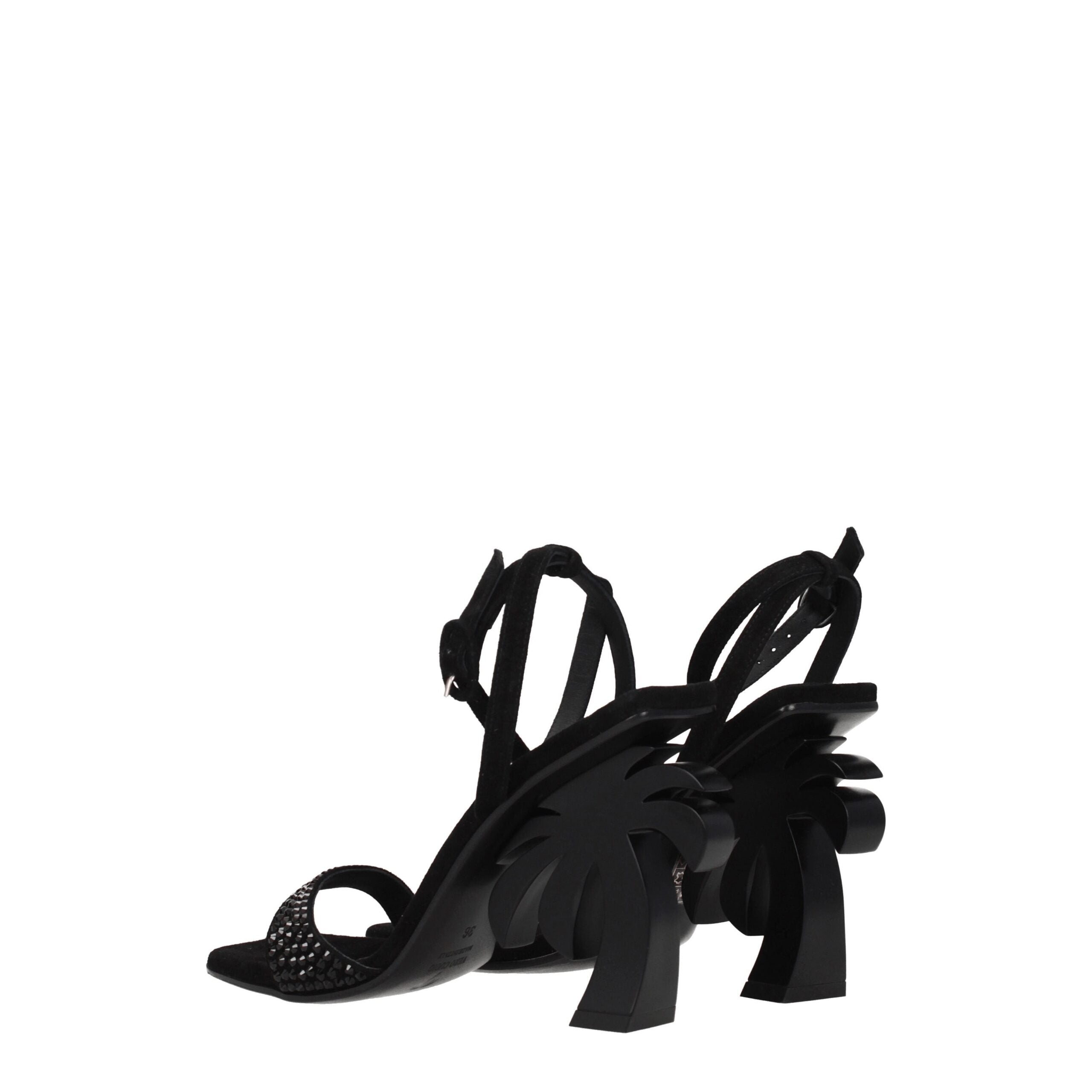Palm Angels Black Leather Strap-Ons Sandals
