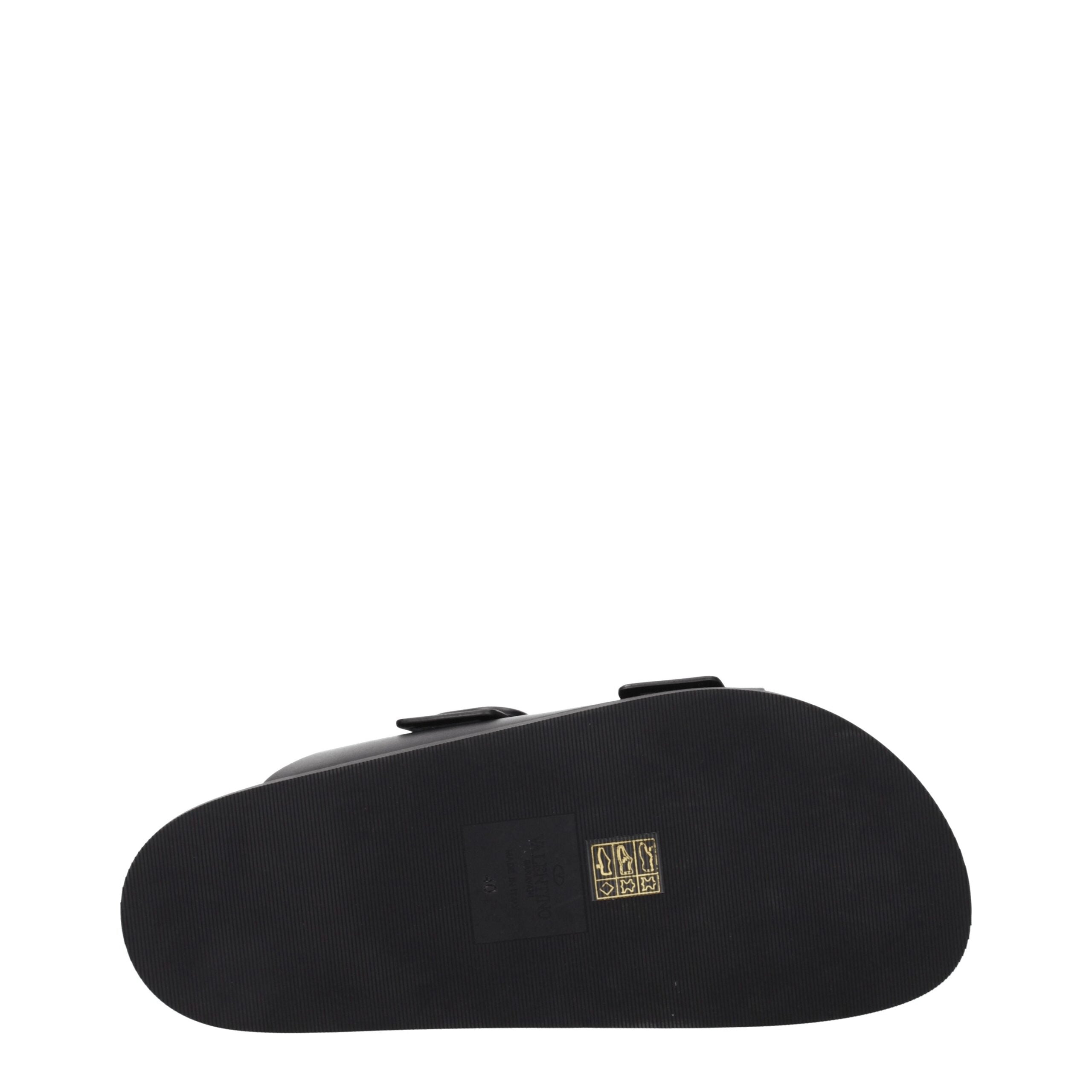 Valentino Garavani Black Leather Slippers Sandals