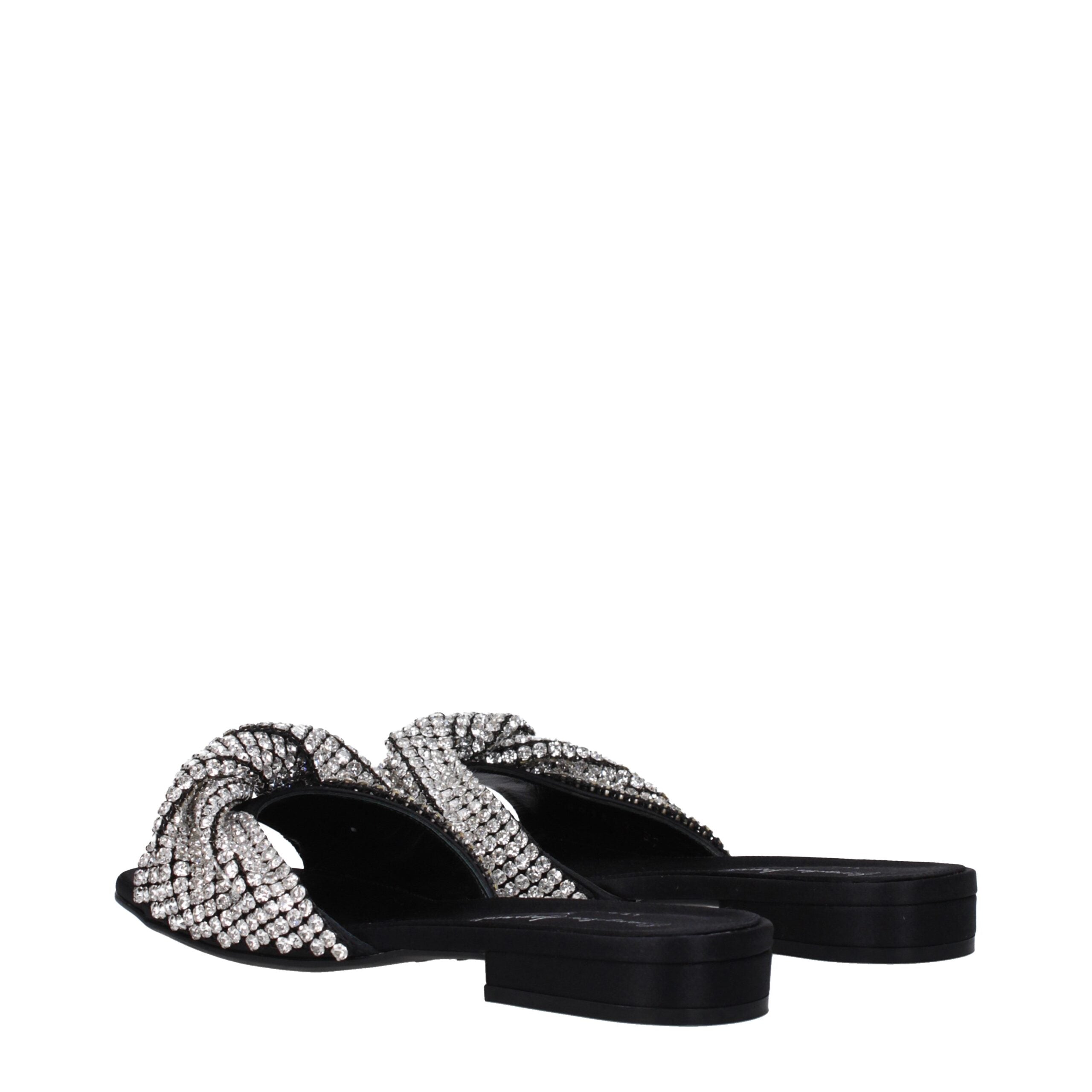 Sergio Rossi Black Satin Slippers Sandals